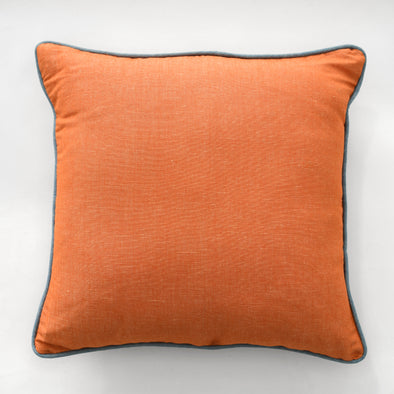 20" Square Tangerine Pillow -Denim Piping
