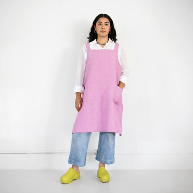 Linen / Cotton Crossback Apron - Orchid