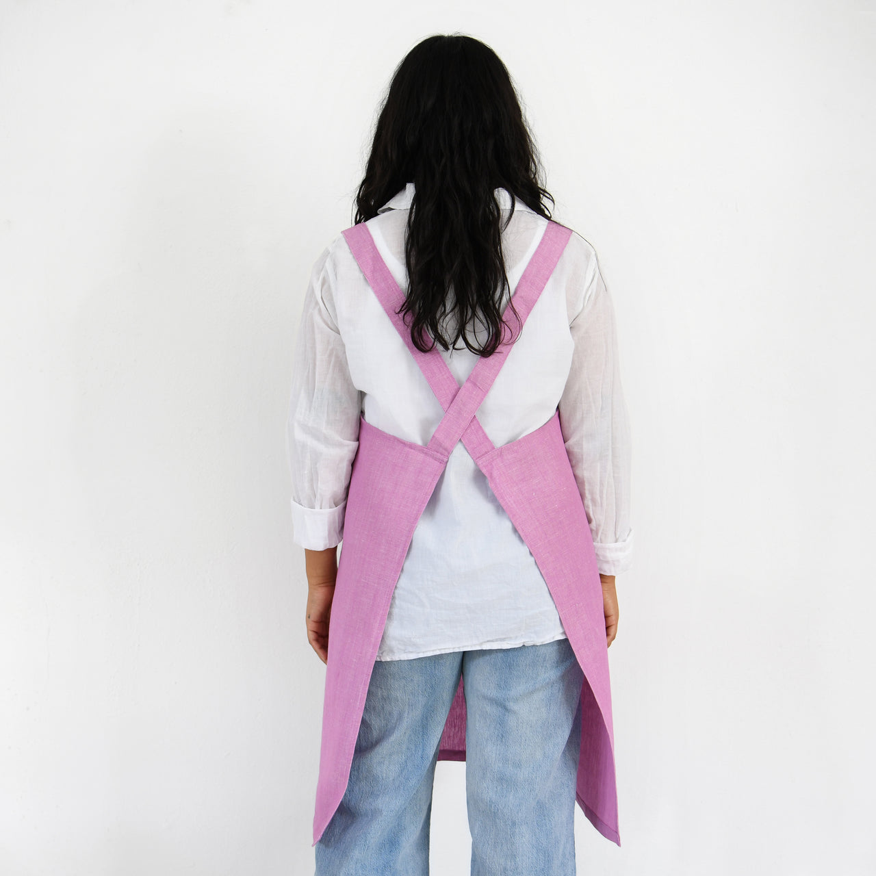 Garza Marfa Linen / Cotton Crossback Apron - Orchid
