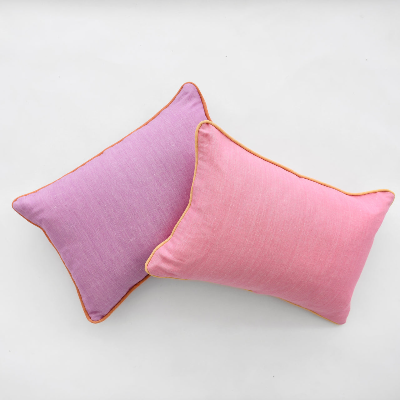 Orchid Bolster With Tangerine Piping