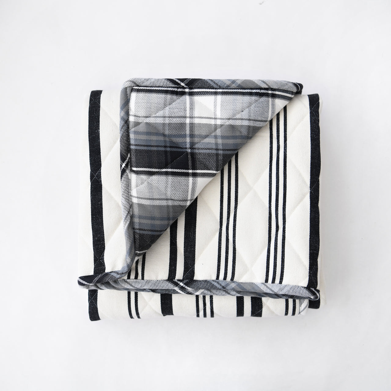 Garza Marfa Pet Quilt - Cream + Charcoal Stripe