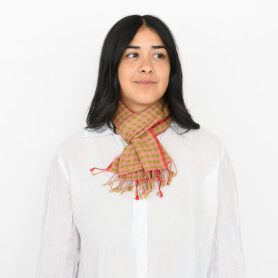 Goldfinch Cashmere Gingham Scarf - Pink Olive
