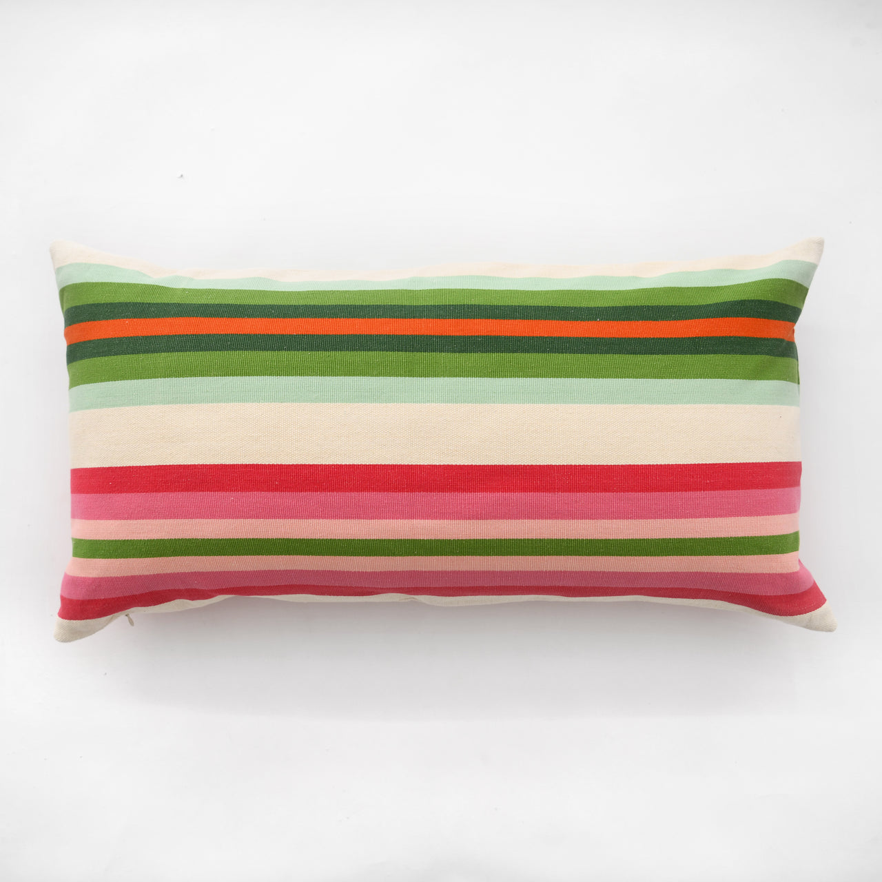 Garza Marfa Cotton Canvas 14" x 28" Bolster Pillow: Rainbow Stripe