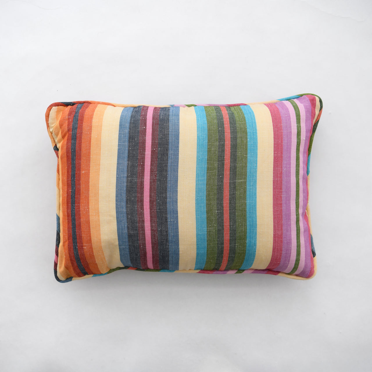 Garza Marfa Linen/ Cotton Bolster Pillow 14" x 20": Mini Rainbow