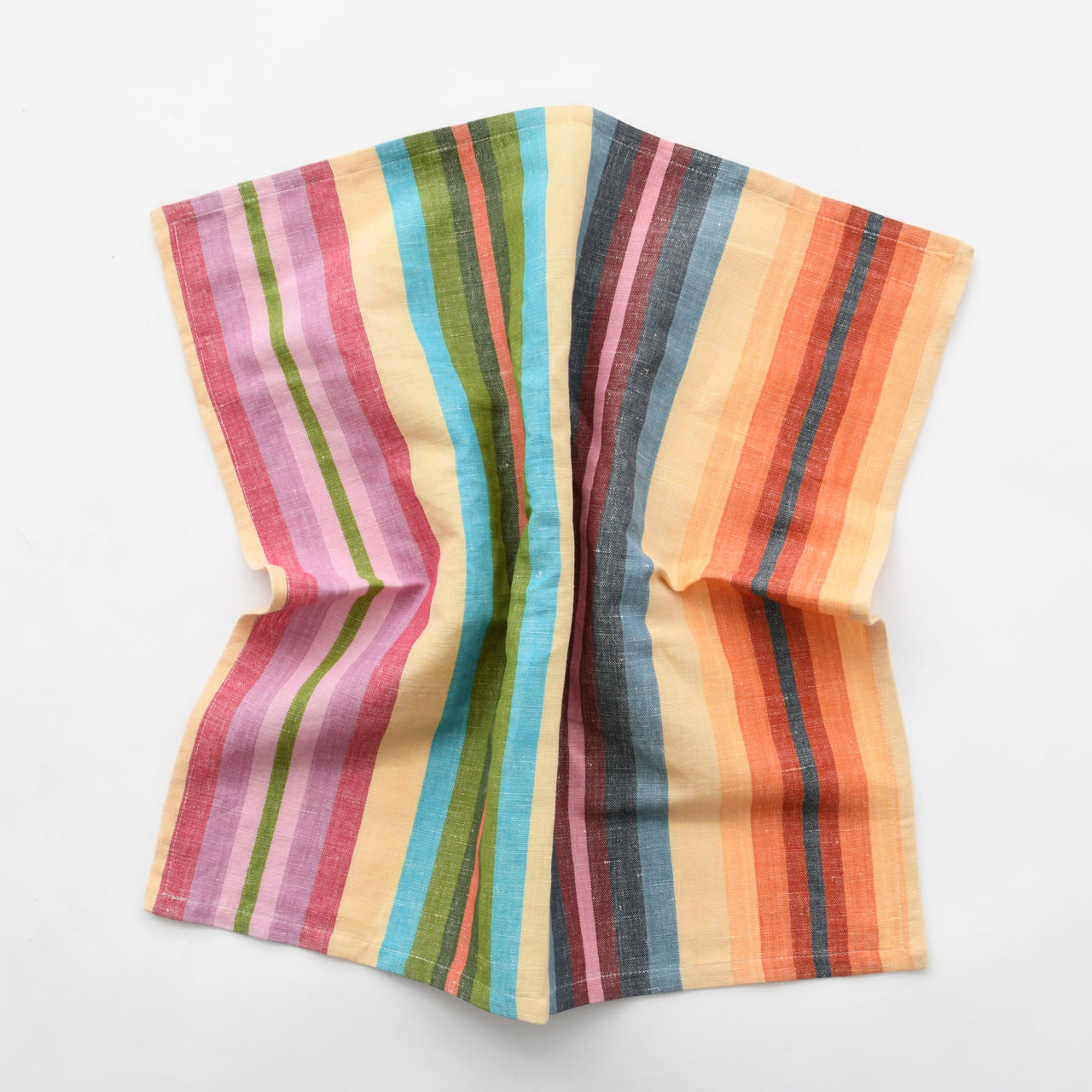 Garza Marfa Set of 4 Linen / Cotton Mini Rainbow Stripe Napkins