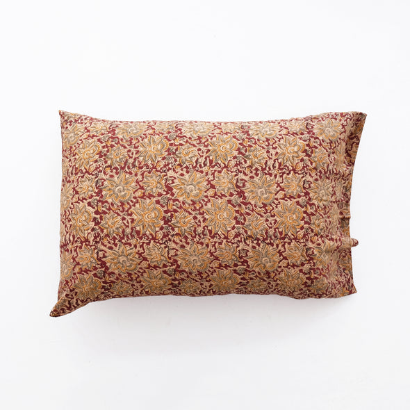 Kalamkari Pillowcase - Scarlet + Olive Floral