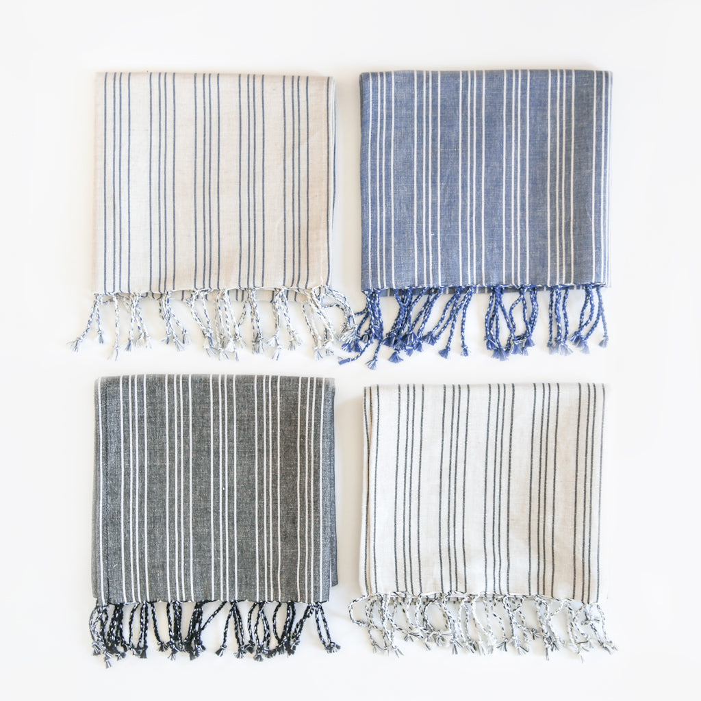 Linen / Cotton Small Ticking Hand Towel