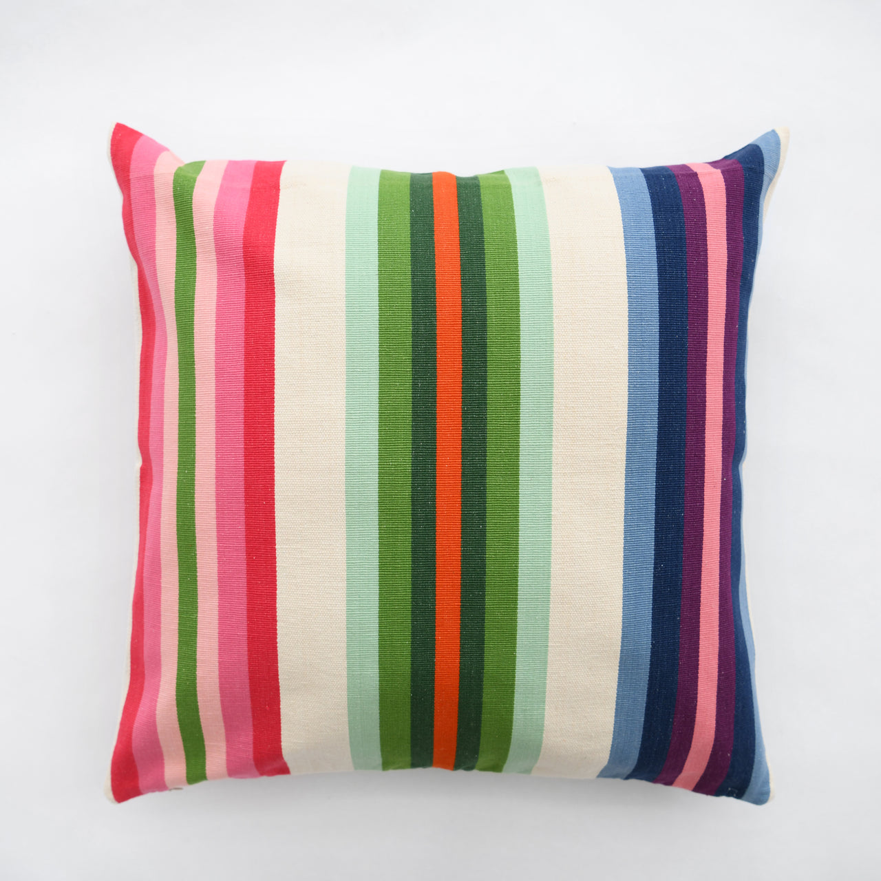 Garza Marfa Cotton Canvas 20" x 20" Pillow: Rainbow Stripe