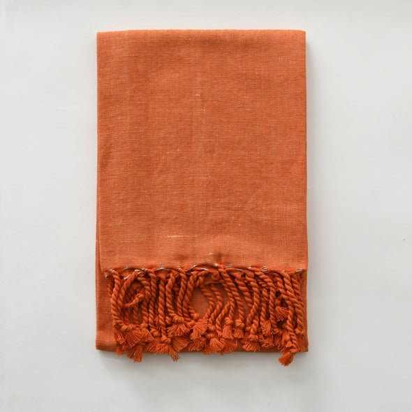 Linen + Cotton Hand Towel - Tangerine
