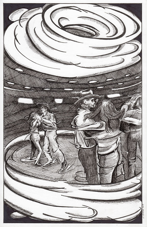 Jamey Garza Ink Drawing - Texas Tornado